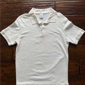 Zara Men's Off-White Polo Shirt